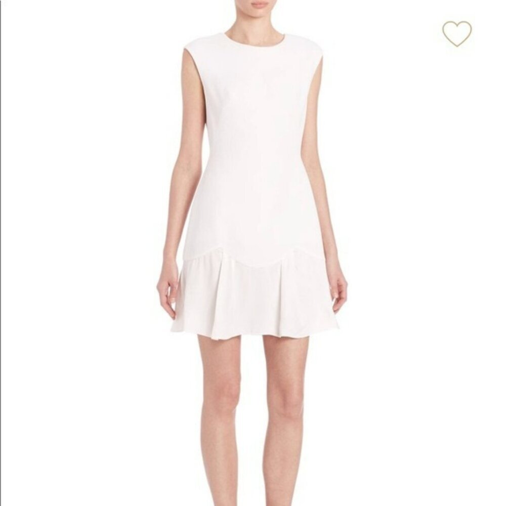 Rebecca Taylor Stacy Flounce White Sleeveless Textured Midi Dress Size 8